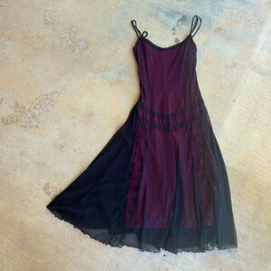 Betsey Johnson Burgundy and Black Lace Dress